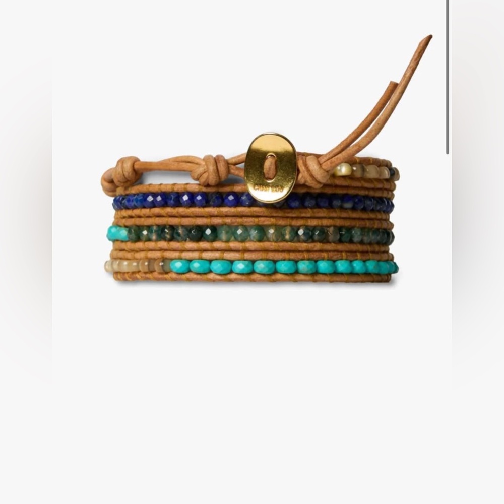 Chan Luu Tan and Blue Beaded Wrap Bracelet
